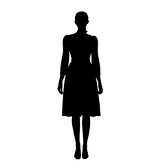 Full body silhouette of a woman in a dress vector illustration fashion design template art