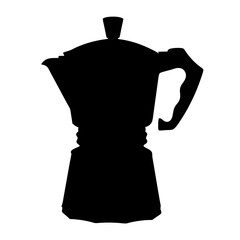 Black moka pot silhouette italian stovetop espresso maker coffee brewing equipment vector graphic