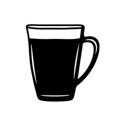 Black and white coffee mug illustration vector graphic for cafe drink beverage design element icon art