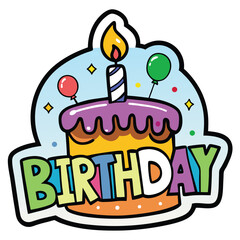 birthday sticker icon on white background