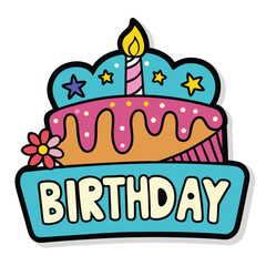 birthday sticker icon on white background