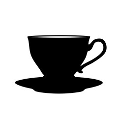 Black coffee cup vector graphic design illustration of hot drink on saucer for cafe menu art
