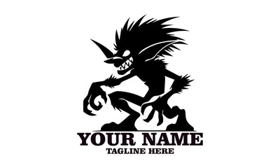 goblin cartoon icon evil goblin essence vector illustration and twisted goblin tactics cartoon icon evil goblin essence logo design with white background