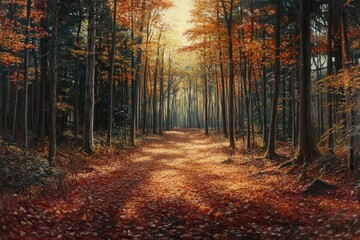 Obraz premium Autumn forest pathway