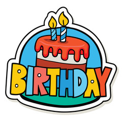 birthday sticker icon on white background