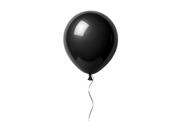 black balloon isolated on white or transparent png