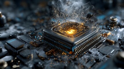 Futuristic glowing quantum core close-up