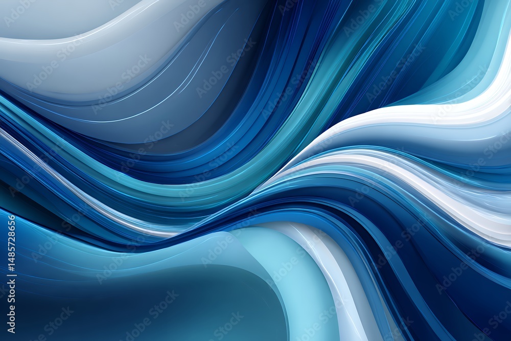 Aufkleber abstract blue swirling waves background dynamic fluid design with gradient colors