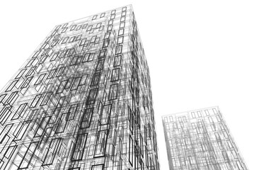 Architectural drawing vector 3d illustration