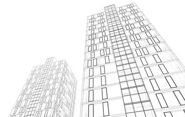 Architectural drawing vector 3d illustration