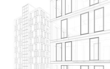 Fototapeta premium Architectural drawing vector 3d illustration