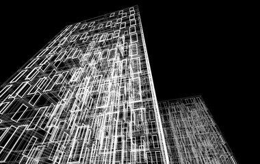 Architectural drawing vector 3d illustration