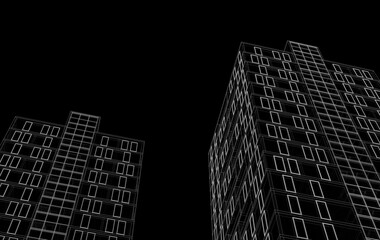 Fototapeta premium Architectural drawing vector 3d illustration