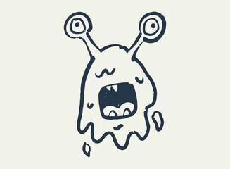 Illustration of an Alien and Monster Doodle