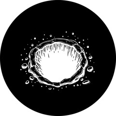 Stylized black and white crater illustration evoking cosmic phenomena © LgsDesign