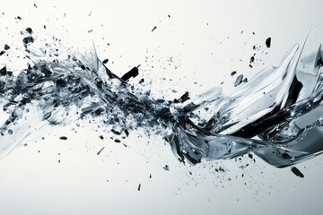 Abstract Shattered Glass Texture Design Digital Art Background Grey Black White style image metal   