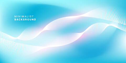 Obraz premium Abstract blue gradient background with shining lines waves. Minimalist background for banner, poster, cover, brochure, flyer, website