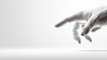 Graceful White Hand Reaching Out Towards a Bright Futuristic Background in a Minimalist Style