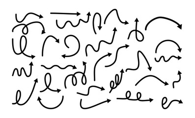 hand drawn arrows collection. arrow line vector set 