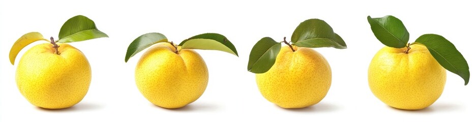Fresh Yellow Pears with Leaves