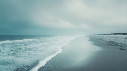 Tropikalny krajobraz z plażą i oceanem, tło generative ai 