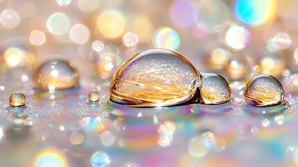 Fototapeta premium Water Drops with Colorful Bokeh