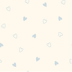 Seamless pattern with simple love heart. Two-tone vector illustration. Background with hearts in scandinavian style.