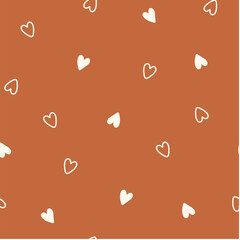 Seamless pattern with simple love heart. Two-tone vector illustration. Background with hearts in scandinavian style.