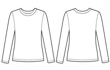 Women's long sleeve, fashion flat sketch