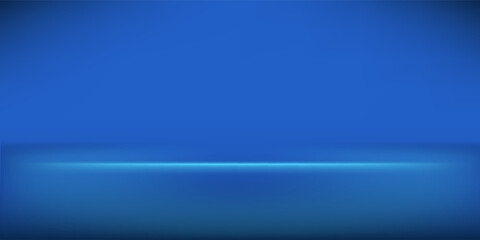 Blue studio room. Limbo light background. Abstract 3d backdrop for product presentation. Minimal wall scene. Showcase, promotion display. Vector stage mockup illustration