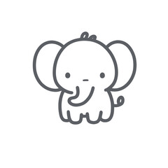 Fototapeta premium Cute doodle of an elephant with a playful mood in a minimalist cartoonish style against a transparent background