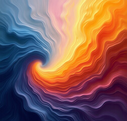 Abstract Digital Art with Blue-Purple Swirls and Yellow Gradient – Fluid, Vibrant, and Harmonious Design