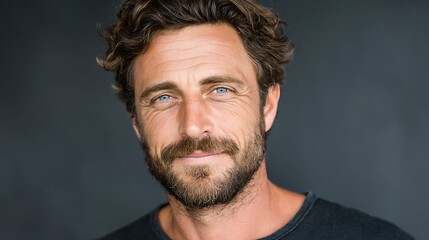 Fototapeta premium Handsome Man Portrait Confident Smile with Studio Shot.