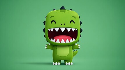 Fototapeta premium Happy Green Dinosaur Cartoon Character.