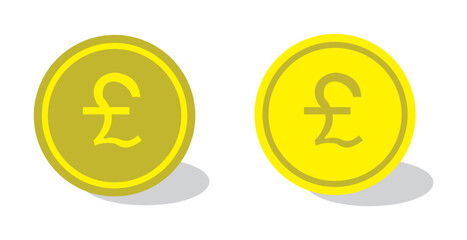 Pound coin vector icon. British Pound coin symbols collection. Coin symbols