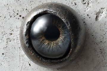 Eye embedded in rough concrete texture