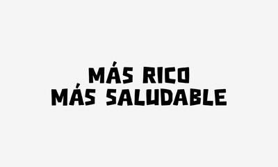 Más Rico, Más Saludable – Decorative Spanish Bold Sans Serif Typography Badge for Wellness, Food & Clean Living Branding