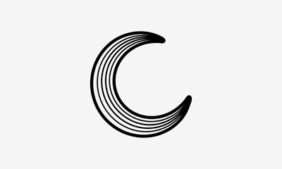 Minimalist Line Art Half Moon – Abstract Mid-Century Crescent Moon Vector for Spiritual Branding & Modern Decor