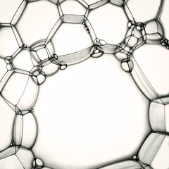 Black and white macro photo of soap bubbles