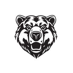 Bear head black silhouette on white background. Bear Face Icon. Minimal Bear Head Symbol. Vector illustration. 