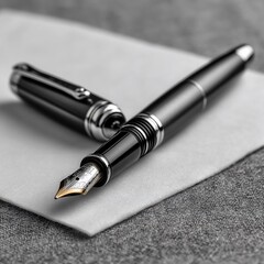 Elegant fountain pen resting on fabric