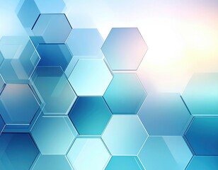Abstract Geometric Pattern With Hexagons In Light Blue Tones
