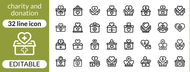 charity and donation line icon