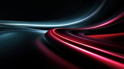 Abstract Red and Blue Light Trails: A Dynamic Visual Composition