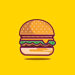 Burger Food Cartoon Vector Icon Illustration