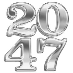 Happy New Year Number Silver 3D Render