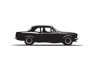 Classic muscle car on white background. Vintage classic muscle car silhouette. Vintage car. Vector illustration. 