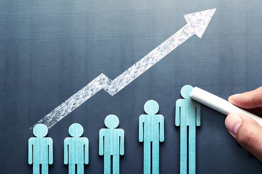 Business Growth and Employee Advancement Concept with Upward Trending Graph