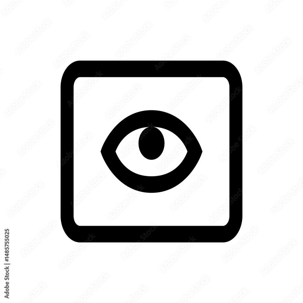 Poster eye icon inside a rounded rectangle shape representing visibility or view mode in a user interface s