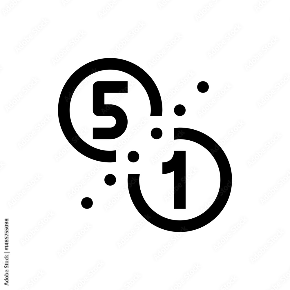 Poster illustration of overlapping circles containing the numbers five and one with scattered dots around t